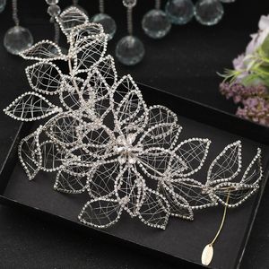 Bruids Haar Tiara Zilveren Diamanten Ketting Bridal Hoofddeksels Bruiloft Haar Sieraden Wedding Party Hoofdband Bridal Crown SCHP256