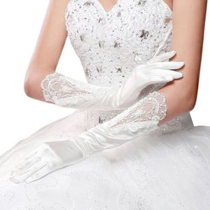Bruid Volledige Vinger Lange Witte Handschoenen Mode Trouwjurk Accessoires Kant Handschoen Party Cosplay Props E15E