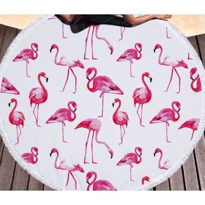 YOYIHOME Flamingo Microfiber Ronde Grote Strandlaken met Kwastje Bohemian Picknick Yoga Mat