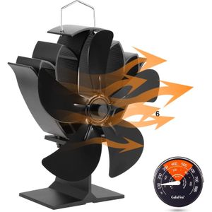 5-Blade Haard Warmte Aangedreven Kachel Ventilator Met Magnetische Oppervlak Thermometer Blade Vervanging Onderdelen Rustig Eco Vriendelijke