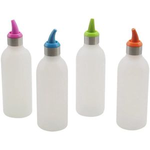 Plastic Squeeze Kruiden Fles Set Van 4 Stuks 450 Ml Geschikt Voor Siroop Saus Ketchup Barbecue Specerijen Film Art