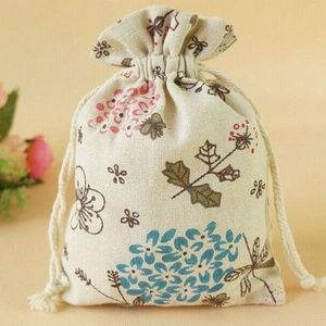 Paardebloem Bloem Linnen Sieraden Pouch 7X9 Cm 9X12 Cm 9X15 Cm Pack Van 100 Baby Shower Verjaardag Wedding Party Candy Bag