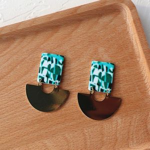 Aomu Mode Geometrische Onregelmatige Ronde Groen Luipaard Print Earring Voor Vrouwen Chic Party Sieraden Accessoires