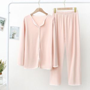 Fdfklak Lente Herfst Winter Pyjama Vrouwen Modale Lange Mouwen Losse Thuis Pak Casual V-hals Nachtkleding Set Pijama mujer