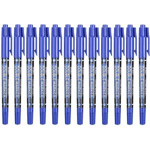 M &amp; G Waterdichte 12 Stks/doos Dubbele Tips Permanente Marker Pen Andstal Fineliner Marker Olie Art Cd Glas Blauw rode Markers