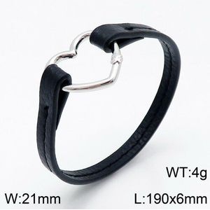 Mannen Vrouwen Zilver Kleur Rose Goud Koper Staal Holle Hart Beer Zwart Lederen Armbanden Pulseras Sieraden