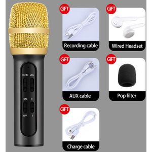 Draagbare Professionele Karaoke Condensator Microfoon Zingen Opname Live Microfone Voor Mobiele Telefoon Computer Met Echo Geluidskaart