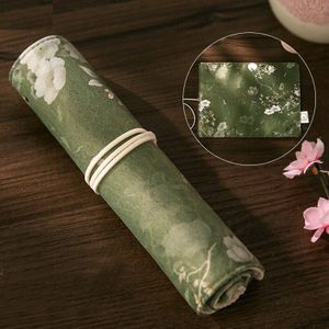 Chinese Stijl Retro Lotus Bloem Witte Kraan Potlood Schooltas Kantoor Etui Cosmetische Opbergzakken Organizer Meisjes