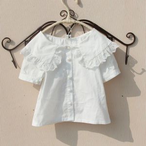 3-15 Y Baby Peuter Tiener School Meisjes Blouse Kant Shirt Wit Korte Mouw Meisje Tops Shirts Voor Kids kinderen Blusa