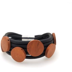Yd & Ydbz Handgemaakte Lederen Armbanden Voor Vrouwen Bedelarmband Rubber Hout 9 Kleur Punk Sieraden