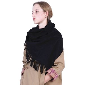 Mode honderd shawl neck pure kleur zwart kwastje imitatie kasjmier driehoek handdoek
