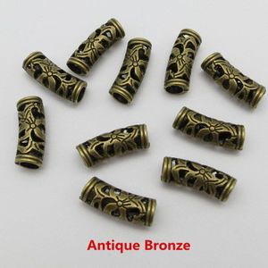 10 stks/pak Antiek Zilver/Antiek Goud/Antiek Brons haar vlecht dread dreadlock kralen ringen buis accessoires ca. 4.8mm gat