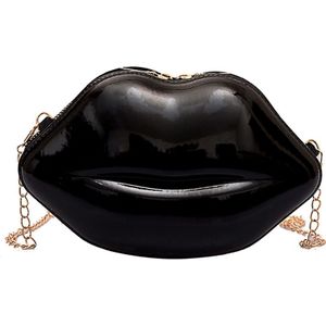 Women Lips Shape Handbags Solid Colour Zipper Shoulder Bag Phone Coin Crossbody Messenger Bag Evening Party Chain Clutches #YJ