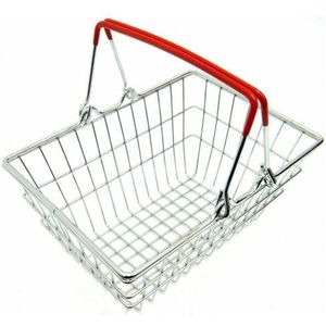 Kinderen Miniatuur Metalen Supermarkt Winkelwagentjes Mand Vroeg Leren Speelgoed Pretend Rollenspel Speelgoed Cadeau Voor Meisje Poppen