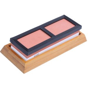 Whetstone Slijpsteen, Messenslijper Kit, 1000/4000 Grit Chef Messenslijper Antislip Siliconen Base Houder En Bamboe Bas