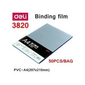 50 Stks/partij Deli 3820 Pvc Binding Film A4 297X210Mm Kam Binding Machine Leveranciers 0.2Mm A4 Transparant binding Film