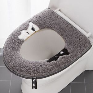 Leuke Cartoon Badkamer Toilet Seat Cover Zachte Warme Wasbare Katoenfluweel Winter Toiletbril Warmer Mat Dikke Deksel Top Closestoo