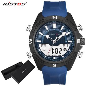 Ristos Mannelijke Chronograaf Relojes Masculino Hombresilicone Band Mannen Sport Horloges Analoge Multifunctionele Horloge
