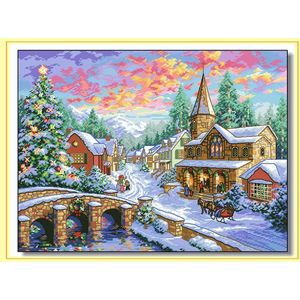 Top Mooie Telpatroon Dorp Kerst Winter Sneeuw Little Town dim 08783