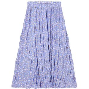 Vintage Paars Bloemenprint A-lijn Lange Geplooide Rokken Vrouwen Zomer Chiffon Koreaanse Rok Streetwear Elastische Taille Midi Rok