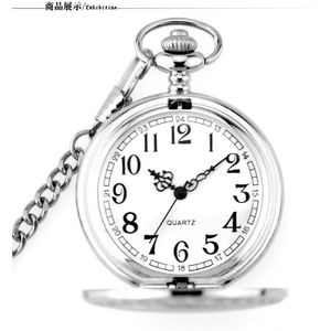 Antieke Stijl Romeinse Cijfers Zakhorloge Mannen Vrouwen Silver Case Quartz Steampunk Vintage Hanger Ketting Mannen Vrouw