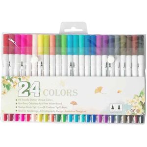 12/24/36/48/60/72/100 Kleur Art Marker Pen Aquarel Dual Tip brush Pen Tekening Schilderen Fineliner Voor Tekening Art Supplies