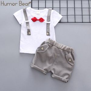 Humor Beer Zomer Baby Jongens Kleding Pak Gentleman Stijl Mode Strapt-Shirt Tops + Shorts Peuter Party Kids kleding Set