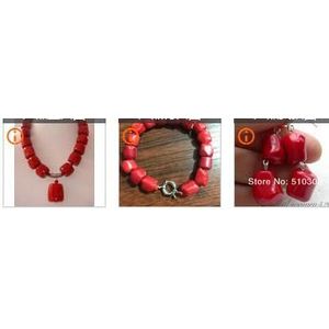 Verbazingwekkende Rode Cilinder Coral Kralen Jewerly Ketting 18 "Armbanden 7.5" Aaa Grade Vrouwen Goede Noble Lady 'S