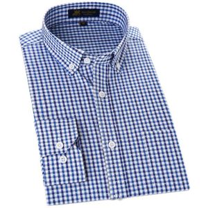 Mannen Oxford Casual Shirts Strijkvrij Plaid Sociale Shirts Lange Mouwen Heren Dress Shirt Klassieke Stijl voor Mannen