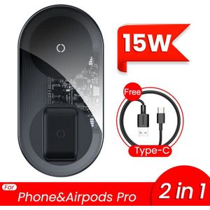 Baseus 2 In 1 Dual Qi Draadloze Oplader Voor Iphone 11 Pro Max X Airpods 15W Snelle Draadloze Opladen pad Inductie Wirless Lader