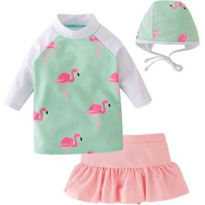 Badpak Mode Zonnebrandcrème Kinderen Meisje 3Pcs Baby Meisjes Zwemmen Kinderen Bikini Meisje Baby Wetsuit Biquini 3Pcs Baby Badpakken