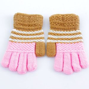 1 Paar Waggel Winter Kinderen Kids Winter Warm Gebreide Handschoenen Convertible Flip Top Vingerloze Wanten Effen