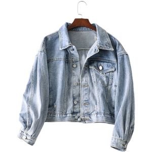 Tangada Mode Vrouwen Oversized Denim Jeans Jassen Jongen Vriend Stijl Pocket Casual Zakken Crop Jas Tops AI30