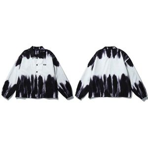 Lacible Tie Dye Kleur Blok Jassen Mannen Hip Hop Streetwear Casual Jacket Jassen Herfst Harajuku Japanse Windjack Katoen