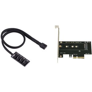 M.2 Nvme Ssd Ngff Naar Pcie 3.0 X4/X8/X16 Adapter & Pwm Fan Hub, 4-Pin Computer Cpu/Power Multiplexer Connector Kabel