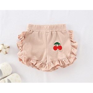 Sweet Baby Meisjes Cherry Borduren Shorts Vezelig Zelfkant Stijl Korte Broek Zomer Peuters Ademend Kant Shorts 4 Kleuren