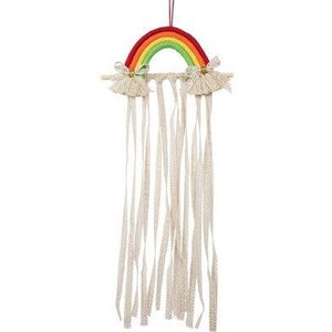 Geweven Rainbow Hair Bows Kids Meisjes Opslag Riem Handgemaakte Haar Clip Hanger Organizer Haarband Scrunchy Houder Haaraccessoires