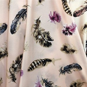 Pyjama Satijnen Jurk Veer gedrukt stof patchwork shirt sjaal textiel polyester