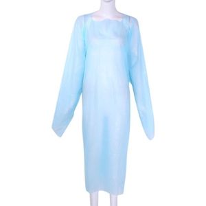 10 Pack Blauw Wit Wegwerp Isolatie Toga Beschermende Isolatie Gown Kleding Vloeistof Slip Ondoordringbaar W Lange Mouwen