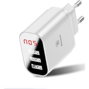 Baseus 3 Poorten Lader Met Digitale Display 3.4A Max Snelle Opladen Muur Adapter Oplader Voor Telefoon