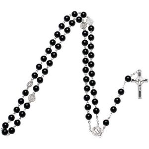 Vintage Glass Bead Katholieke Rozenkrans Ketting Religieuze Vader Kralen Heilige Bodem Binnen Middelpunt Maxi Strand Ketting