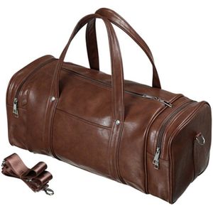 Grote Capaciteit Pu Lederen Travel Schoudertas Weekend Bag Hand Bagage Plunjezak Kleding Meerdere Zakken Bussiness Handtas