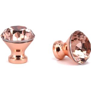 2 STUKS 30mm Rose Gold Diamond Crystal Handvatten/Crystal Glass Knoppen Met Zink Basis Voor Meubels