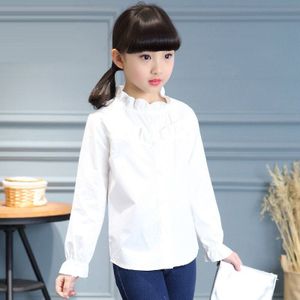 Studenten Wit Blouses Voor Meisjes Schooluniformen Bloem Kraag Lange Mouw Shirts 4 6 9 8 10 12 Jaar Lente Kinderen Tops