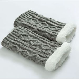 Grote Meisje Effen Kleur Rhombic Gebreide Dikke Fleece Winter Beenwarmers Windscherm En Anti-Koude Beenwarmers