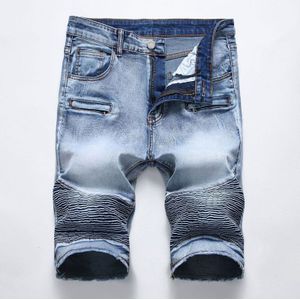 Heren Biker Denim Jean Shorts Gewassen Katoen Slanke Shorts Jeans Homme Casual Geplooide Multi Pocket Bermuda Jeans