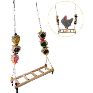 Huisdier Swing Natuurlijke Frosted Houten Kleurrijke Speelgoed Kip Swing Dierbenodigdheden Voor Papegaai Hens Swing Kippenhok Accessoire