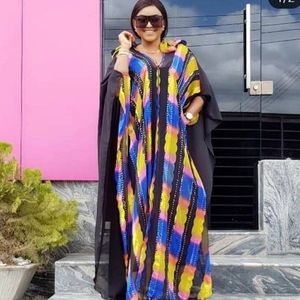 Vrouwen Dashiki Afrikaanse Streep Print Maxi Jurk Losse Mantel Chiffon Party Nigeria Kleding Kaftan Robe Moslim Abaya Hijab Jurk