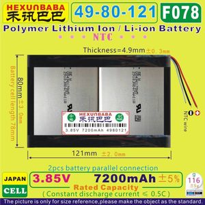 [F078] 3.85 V, 3.8 V, 3.7 V 6700 mAh [4380121] NTC; 3 draad; Polymeer Li-Ion batterij voor LAPTOP; E-BOOK; tablet pc, netbook; sony mobiele