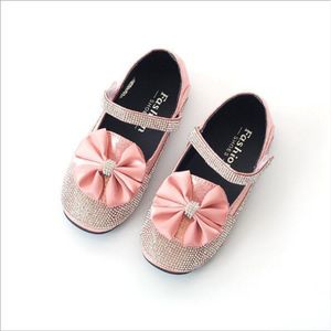 Bekamille Meisjes Lederen Schoenen Herfst Mode Diamant Bowtie Kids Meisjes Prinses Enkele Schoenen Peuter Meisjes Sneakers SL016